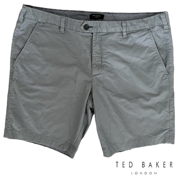 New Ted Baker London Light Gray Premium Selvedge Chino Shorts 40R - Picture 2 of 16